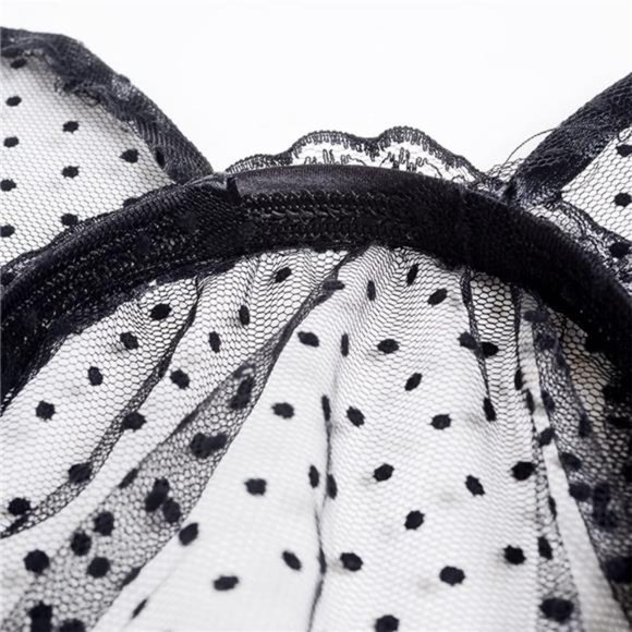 YERTTER Sexy Rabbit Bunny Ears Black Lace with Veil Headband Halloween Black